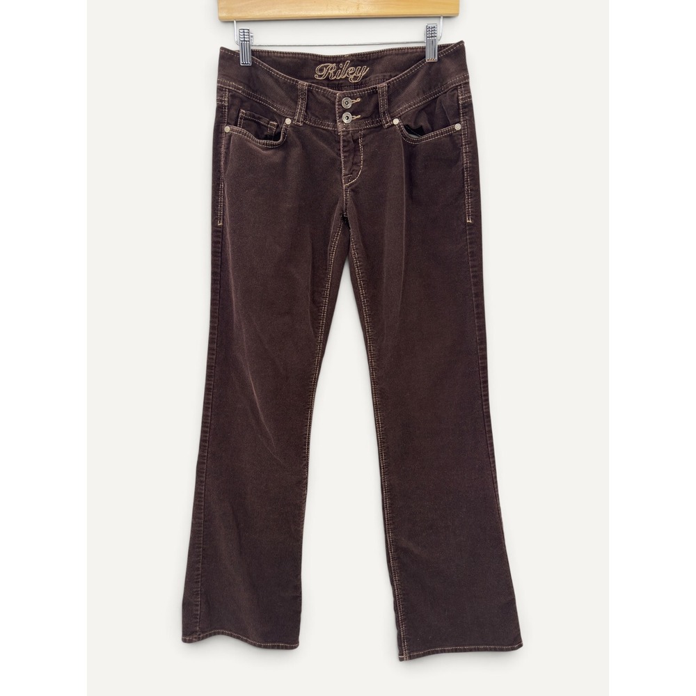 dELiA*s Women Cotton Corduroy Pants Brown Low Rise Bootcut Riley 3/4R Y2K Indie